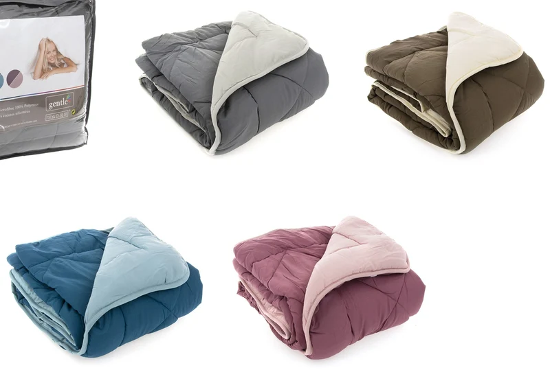 Couette unie double face 2 personnes - 240x220cm - 400Gr/M² - Qualité 4 saisons
