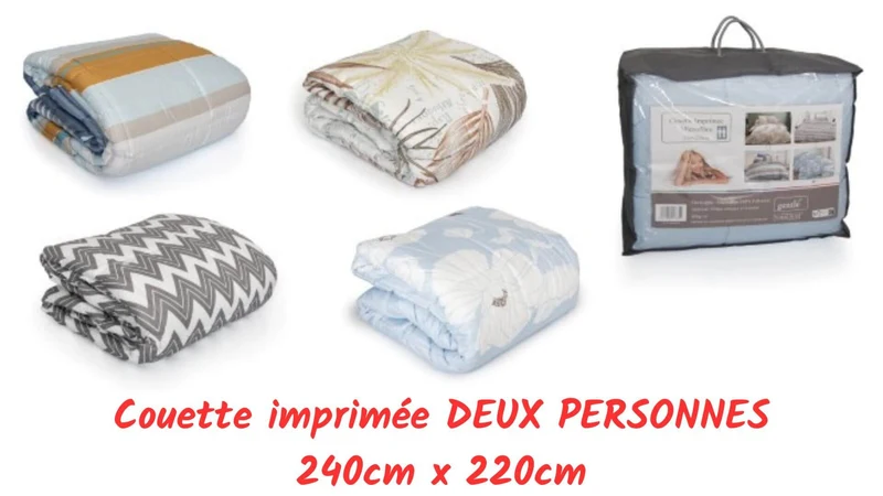 Couette imprimée 2 personnes - 240x220cm - 400Gr/M² - Qualité 4 saisons