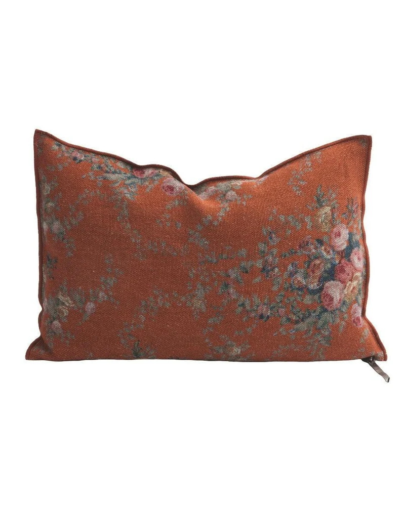 Coussin Vice Versa Lin Wabi Sabi Imprimé, Pompadour Henné