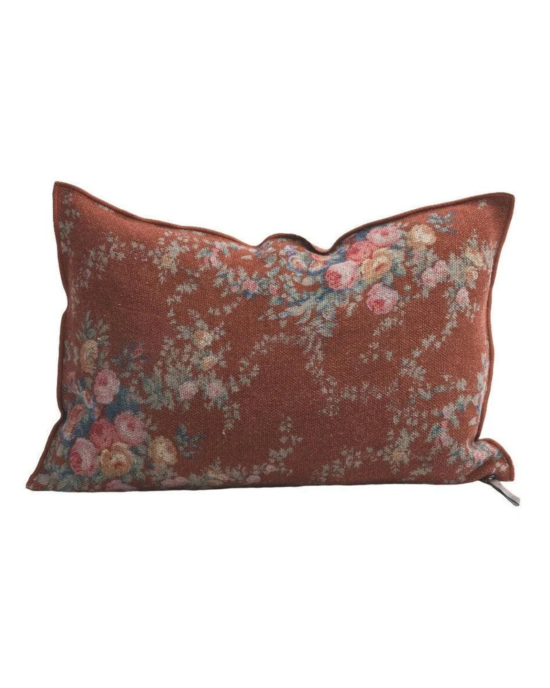 Coussin Vice Versa Lin Wabi Sabi Imprimé, Pompadour Argile