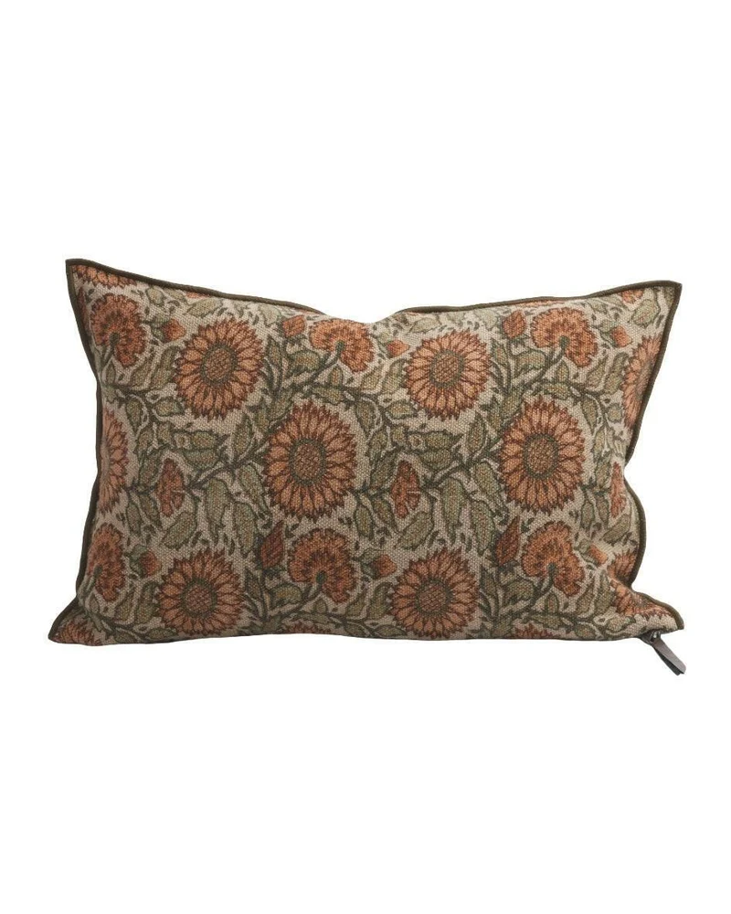 Coussin Vice Versa Lin Wabi Sabi Imprimé, Les Tournesols Terracotta