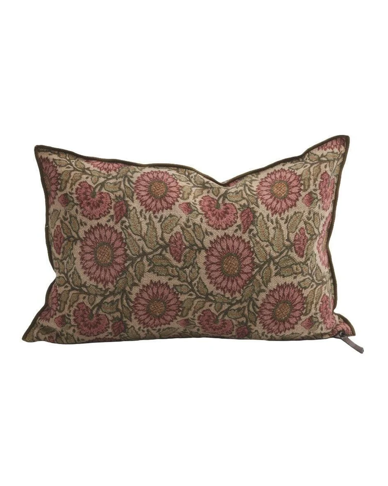 Coussin Vice Versa Lin Wabi Sabi Imprimé, Les Tournesols Rose