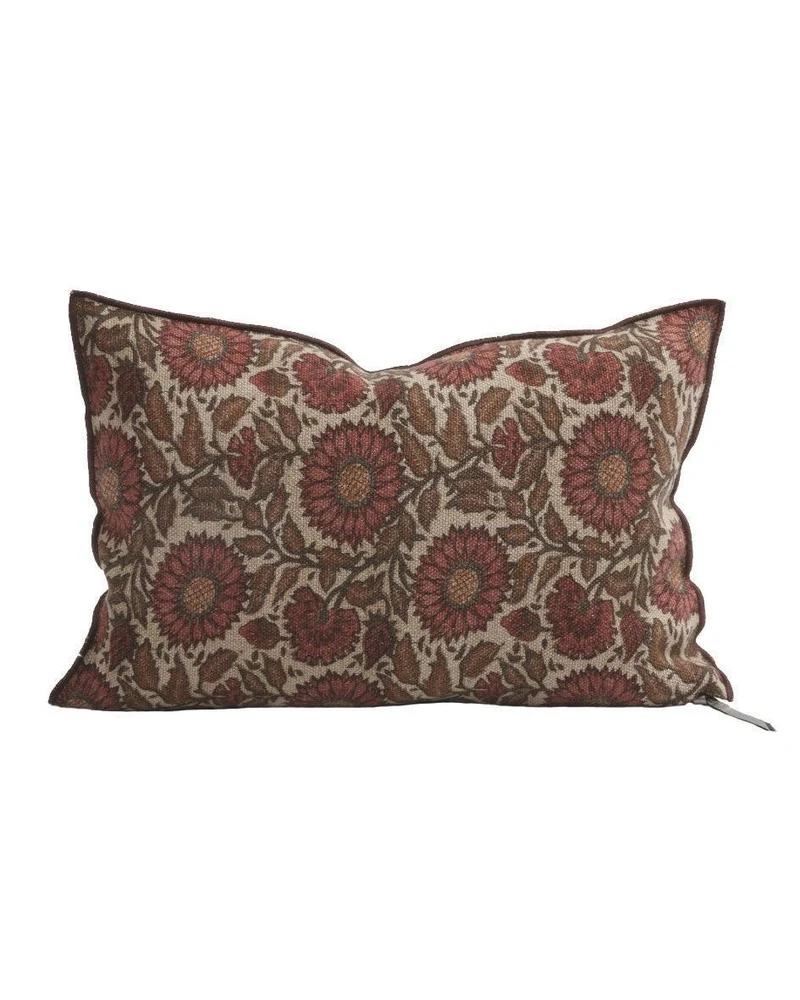 Coussin Vice Versa Lin Wabi Sabi Imprimé, Les Tournesols Chianti