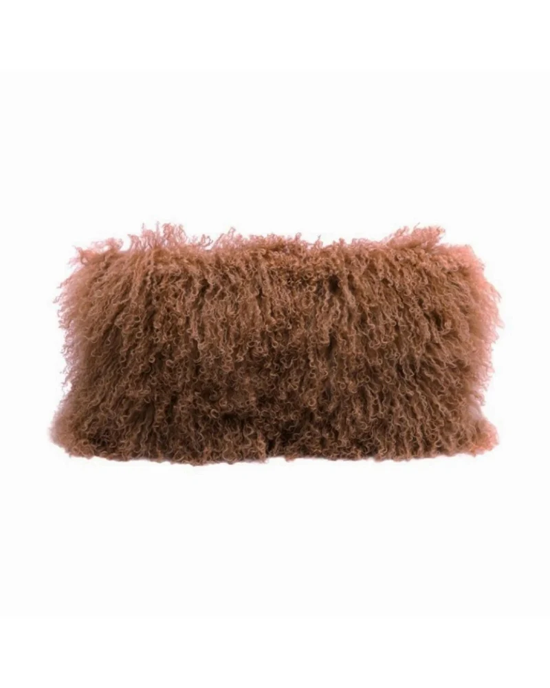 Coussin basic en peau de chèvre du Tibet, Bois de Rose