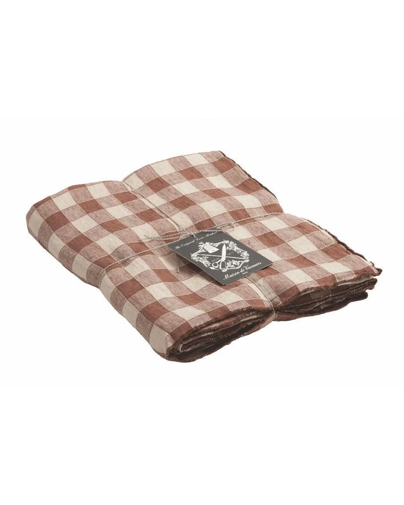 Nappe Bourdon Toile Vintage Vichy, Litchi
