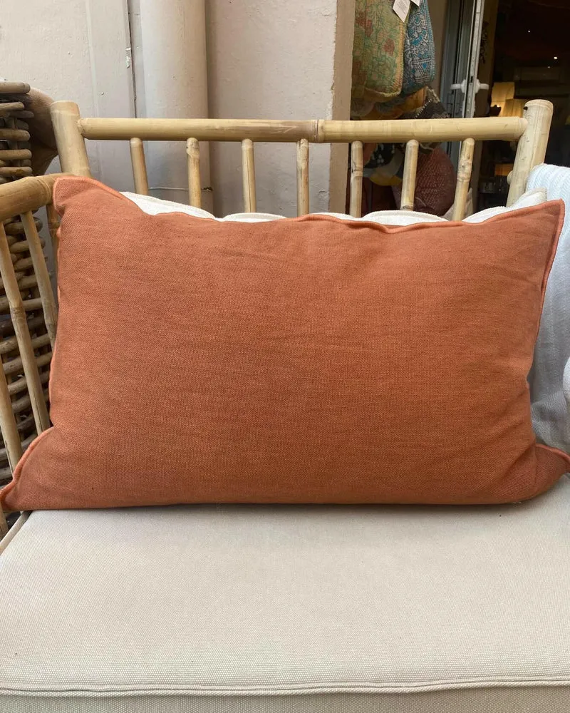 Coussin Vice Versa Lin Stone Washed, Sienne/Bourdon Sienne