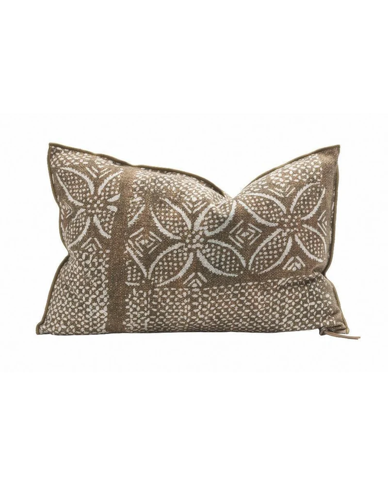 Coussin Vice Versa Toile In & Outdoor Bogolan, Havane
