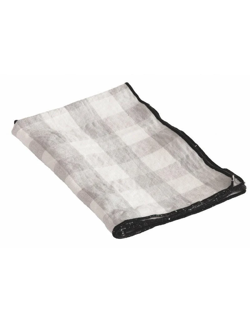 Torchon Bourdon Toile Mimi Vichy, Perle/Bourdon Noir