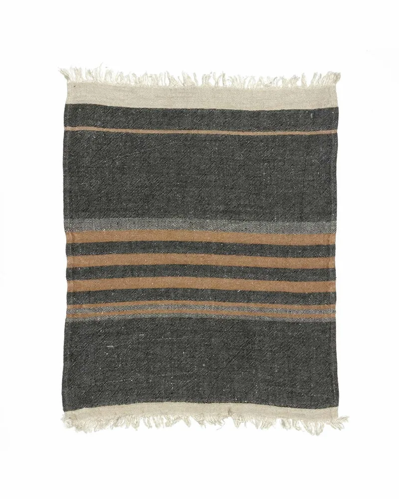 The Belgian Towel Serviette Invité, Black Stripe