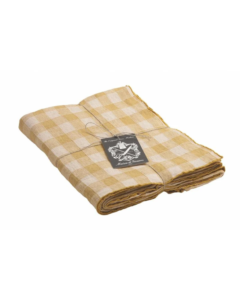 Nappe Bourdon Toile Vintage Vichy, Paille