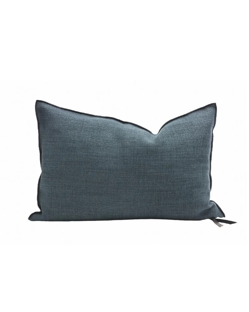 Coussin Vice Versa Toile de Lin Vintage, Pétrole