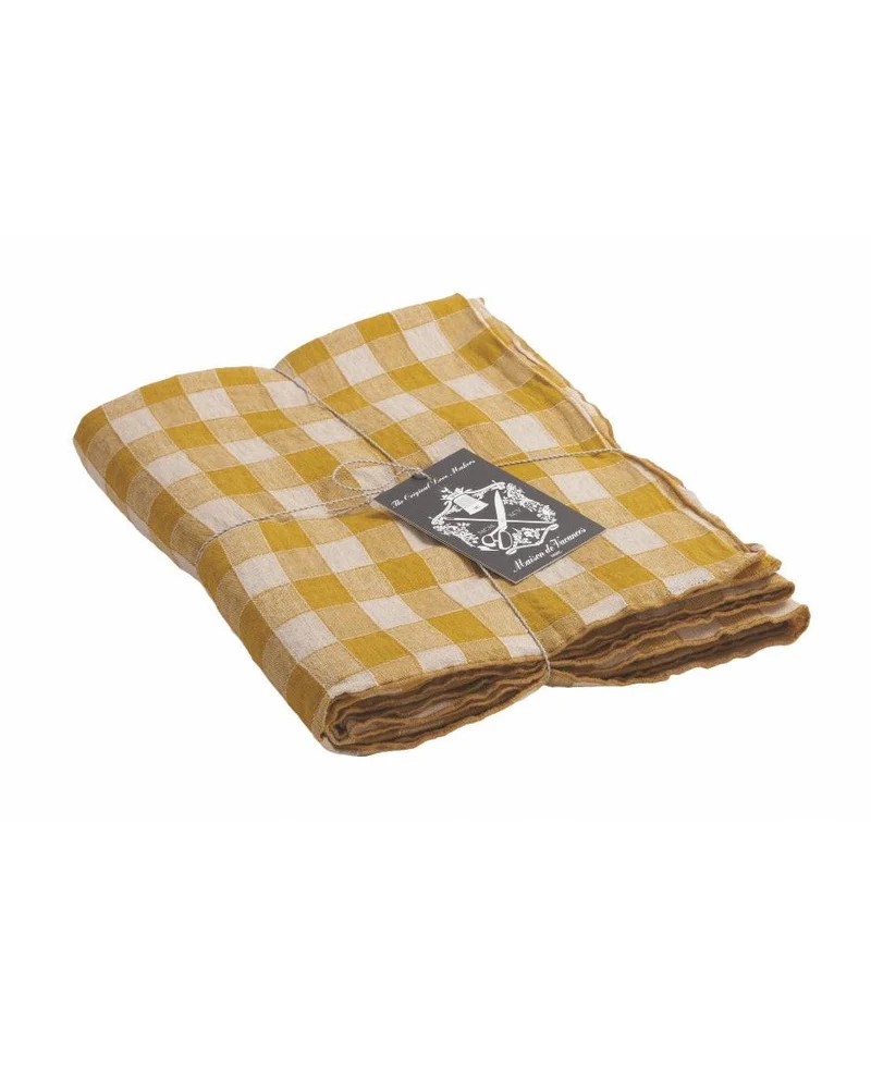Nappe Bourdon Toile Vintage Vichy, Mangue