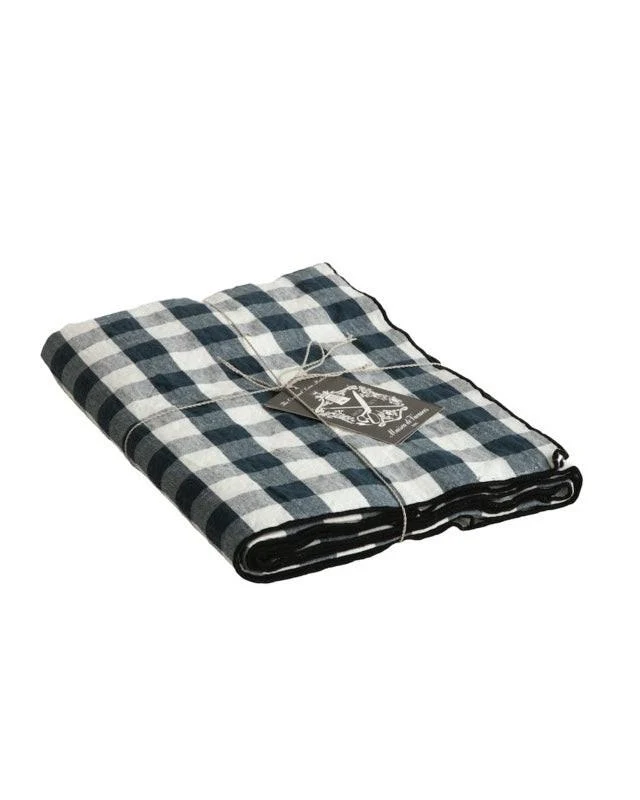 Nappe Toile Mimi Vichy Pétrole / Bourdon Noir