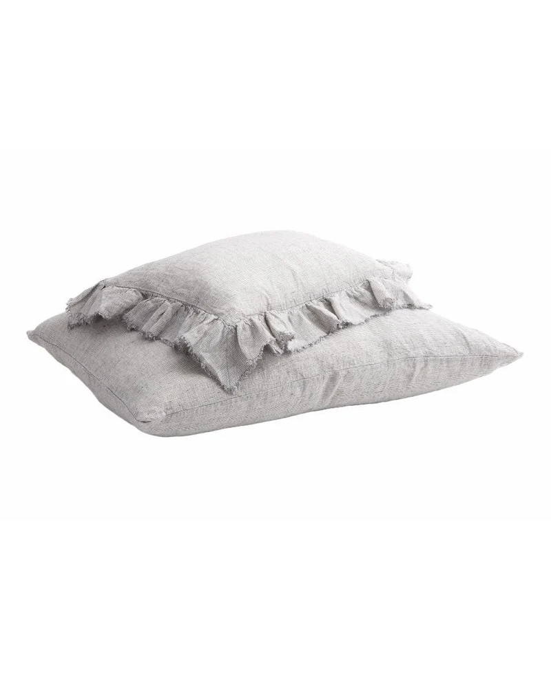 Taie d'oreiller Boho Shaker en lin lavé Stone