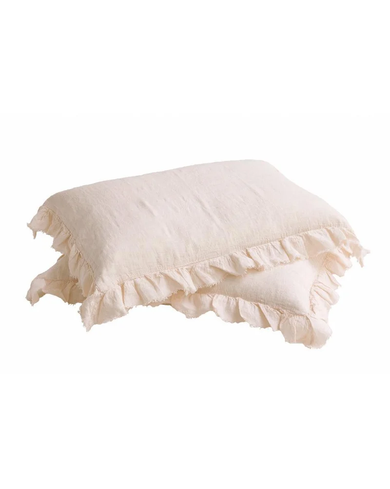 Taie d'oreiller Boho Shaker en lin lavé Biche