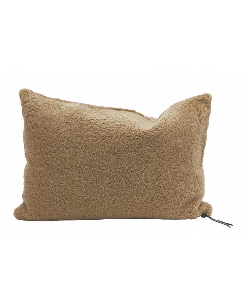 Coussin Vice Versa Fourrures de Mouton Bouclette, Cappuccino