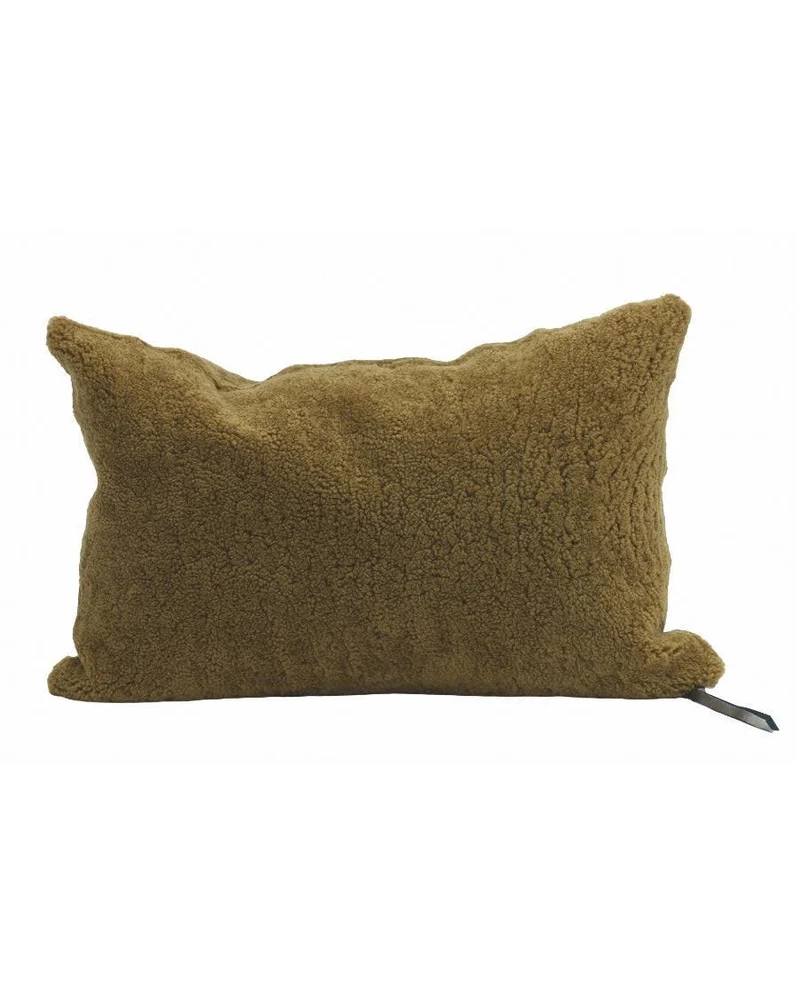 Coussin Vice Versa Fourrures de Mouton Bouclette, Bronze