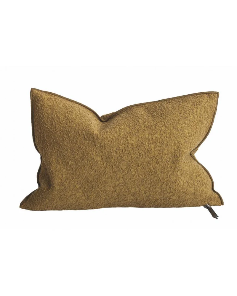 Coussin Vice Versa Toile Wooly, Ocre