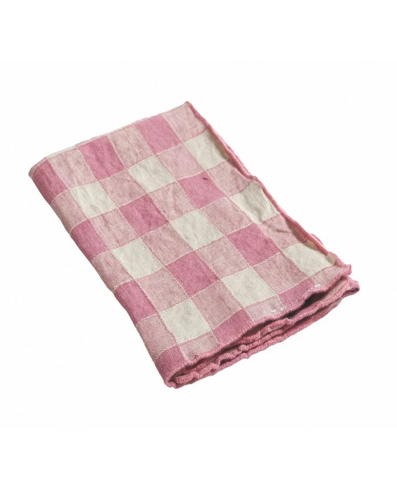 Serviette Bourdon Toile Vintage Vichy, Rose Zizi