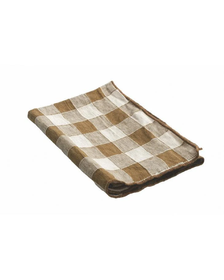 Serviette Bourdon Toile Vintage Vichy, Havane