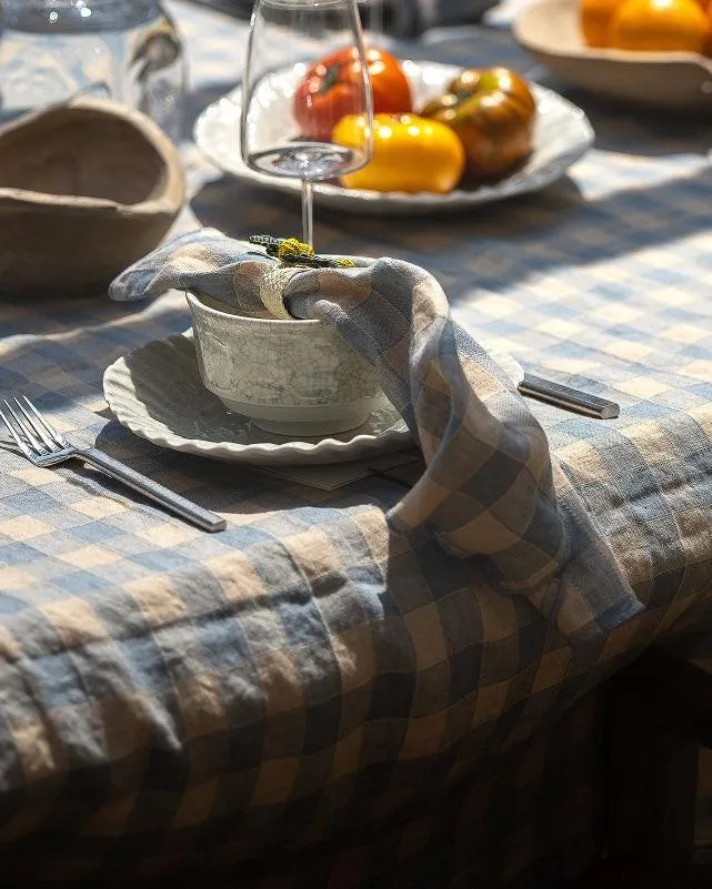 Nappe Bourdon Toile Vintage Vichy, Nuage