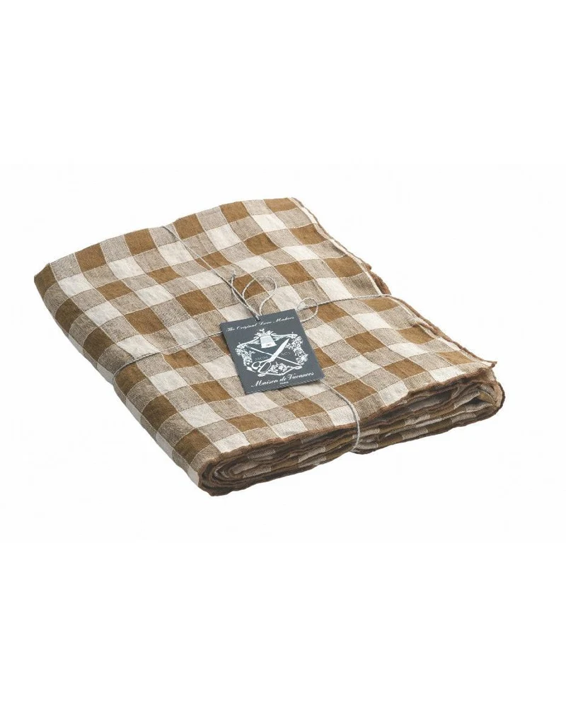 Nappe Bourdon Toile Vintage Vichy, Havane