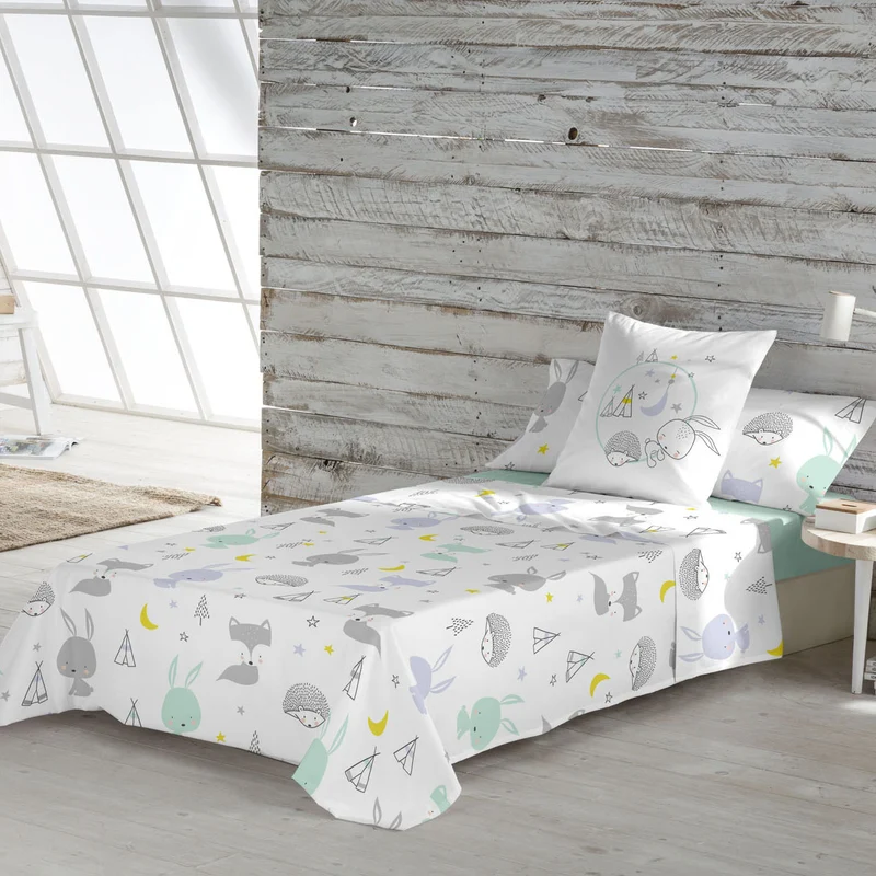 JUEGO SÁBANAS ESTAMPADAS INFANTIL LETS DREAM B 100% ALGODÓN