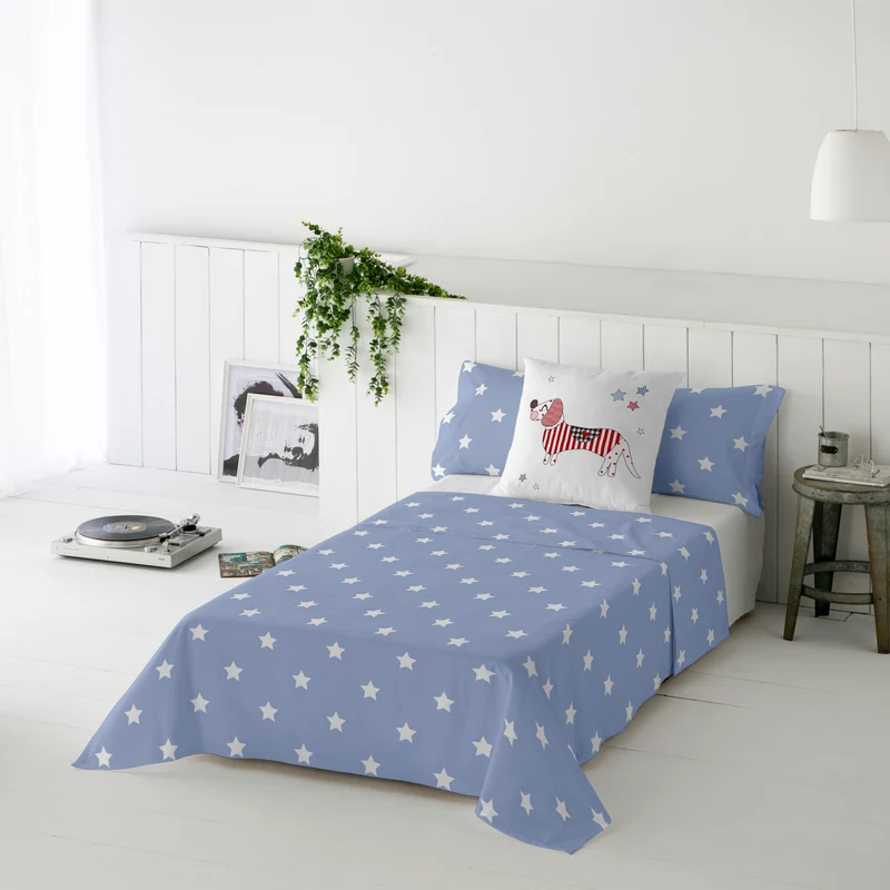 JUEGO SÁBANAS ESTAMPADAS INFANTIL DOGGY PATCH REV 100% ALGODÓN