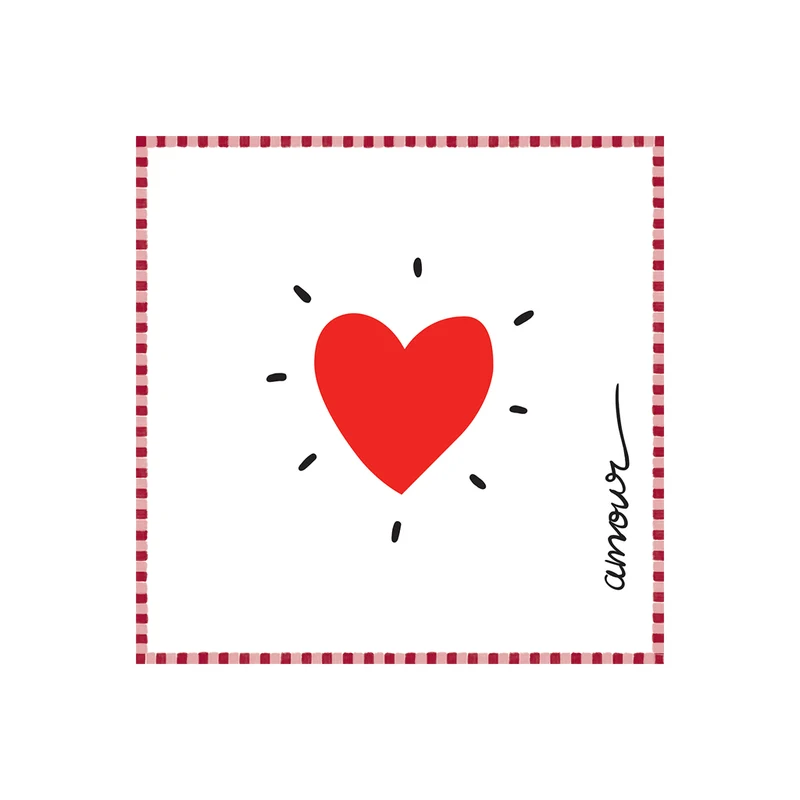 SERVIETTE PAPIER - COEUR ROUGE