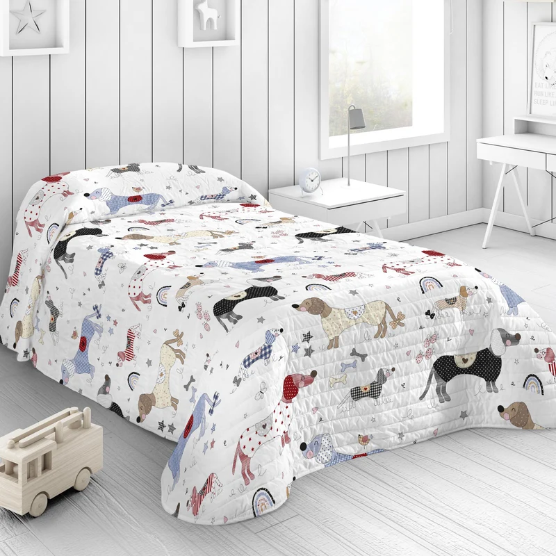 COLCHA BOUTI REVERSIBLE ESTAMPADA INFANTIL IDOGGY PATCH 100% ALGODÓN