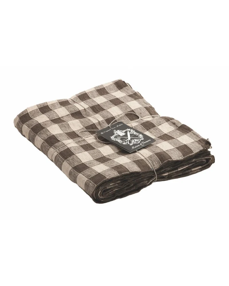 Nappe Bourdon Toile Vintage Vichy, Terre