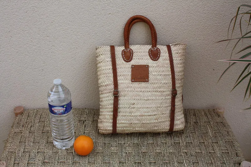 Panier Sac à Dos - Tressé Main - Paille Rotin Raphia Palmier Cuir - CRÉATION UNIQUE HULÉTI