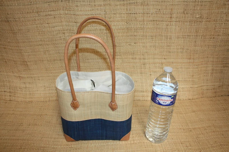 Panier Bleu & Naturel - Pochon Tissu Sac Cabas Léger - 3 TAILLES - Marché, courses, plage...
