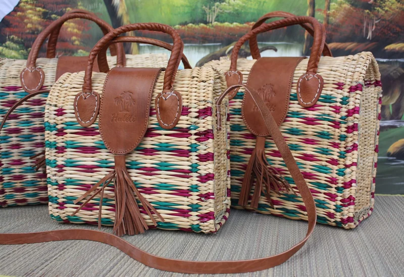 Panier Sac à Main BICOLORE Bandoulière - FERMETURE MAGNÉTIQUE - Vert & Fuschia - Huléti -