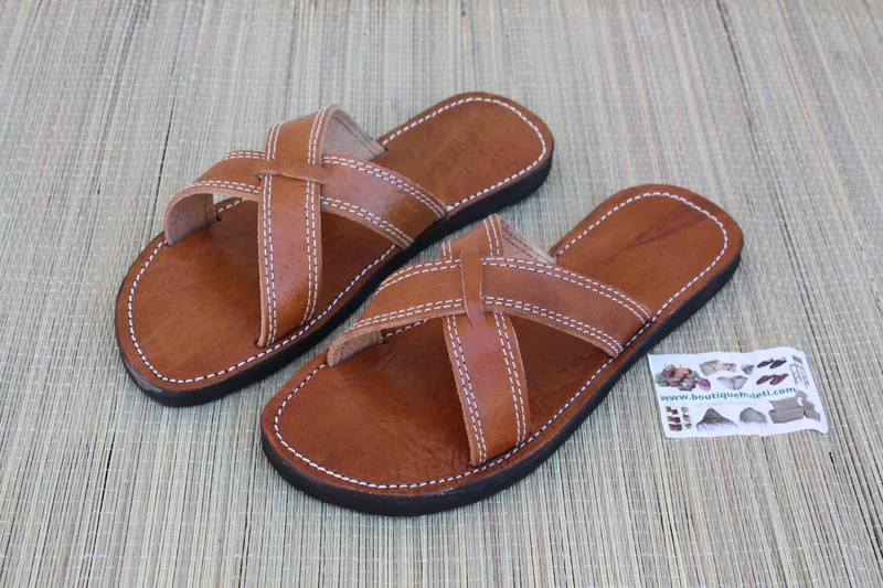 SANDALES CUIR ÉTÉ - Homme & Femme - Tressage Croisé - Fait Main - Confort Respirante - Du 36 au 47