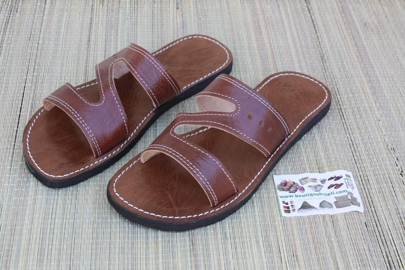 Sandales été Homme & Femme - SUPERBE CUIR CAMEL - Fait Main - Maxi Confort - Du 36 au 47