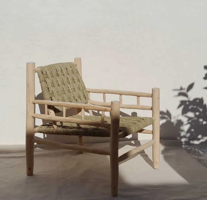GROS FAUTEUIL en Bois et Palmier - 100% ARTISANAL - Original & Confortable !