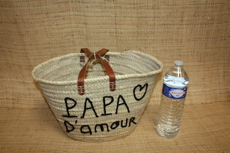Panier personnalisé PAPA D'AMOUR - Cabas de marché, sac de plage, 100% Naturel