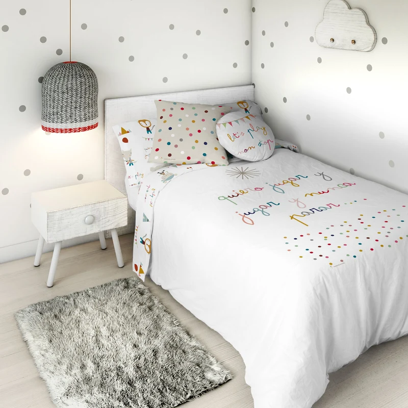 FUNDA NÓRDICA REVERSIBLE ESTAMPADA INFANTIL JUGAR 100% ALGODÓN