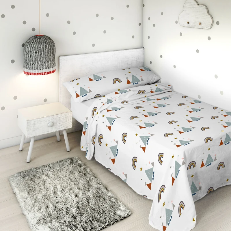 JUEGO SÁBANAS ESTAMPADAS INFANTIL SUSANITA AZUL B 100% ALGODÓN