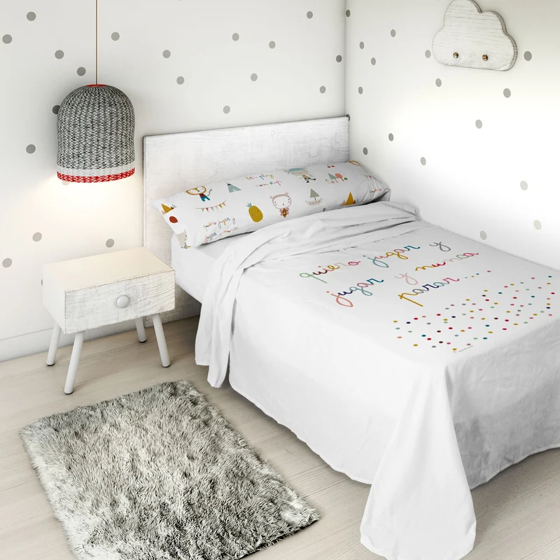 JUEGO SÁBANAS ESTAMPADAS INFANTIL JUGAR 100% ALGODÓN
