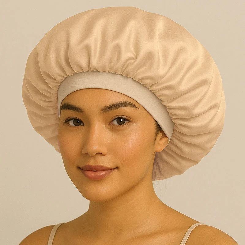 Bonnet de nuit en soie à élastique large
