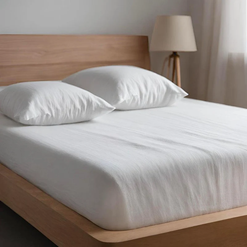 Drap housse en gaze de coton Blanc / 160X200 déclassé - LN081