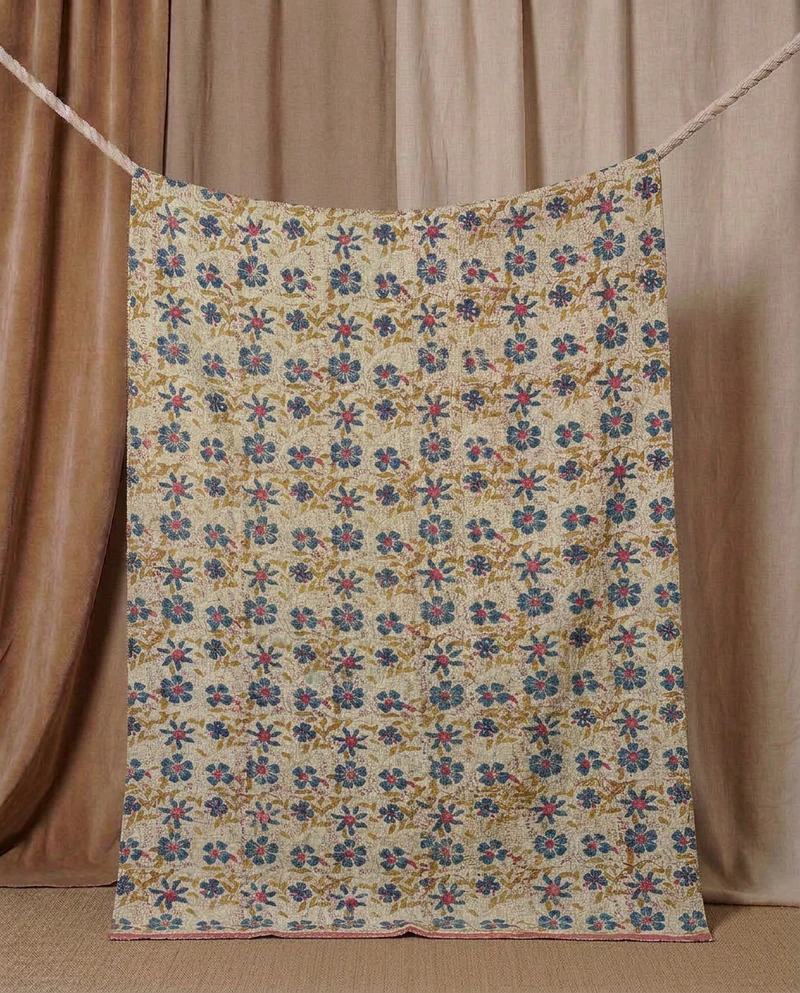 Pièce artisanale Kantha Safran