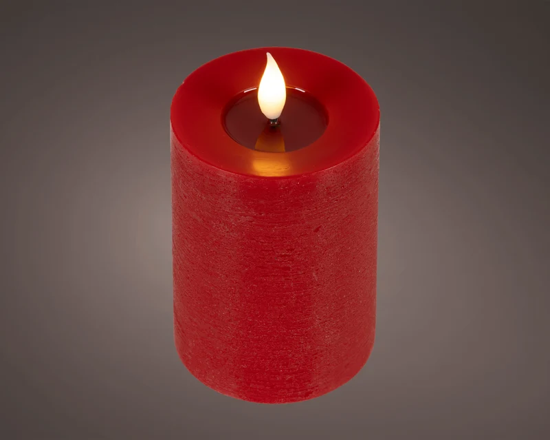 BOUGIE PILIER LED Rouge cire creux sur le dessus effet flamme intérieur