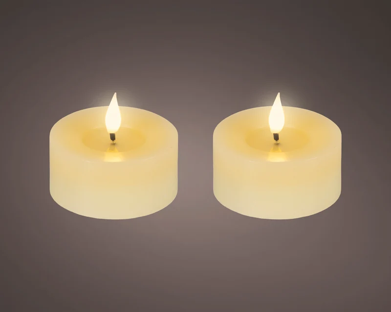 2 BOUGIES chauffe-plat crème à mèche LED réaliste cire creux sur dessus