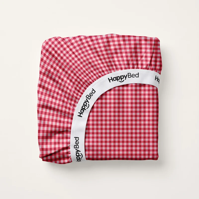 Hoeslaken | Gingham Burgundy | Katoen Satijn