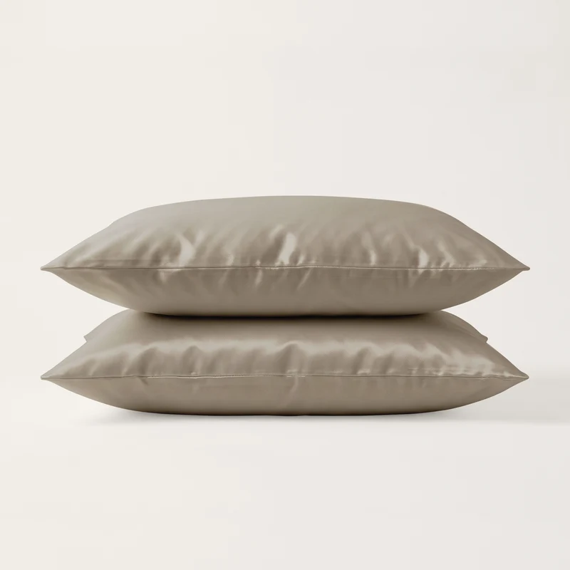 Kussenslopen | Katoen Satijn | Taupe | Set van 2