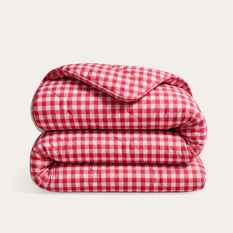 Wasbaar All Season Dekbed | Katoen Satijn | Gingham Burgundy