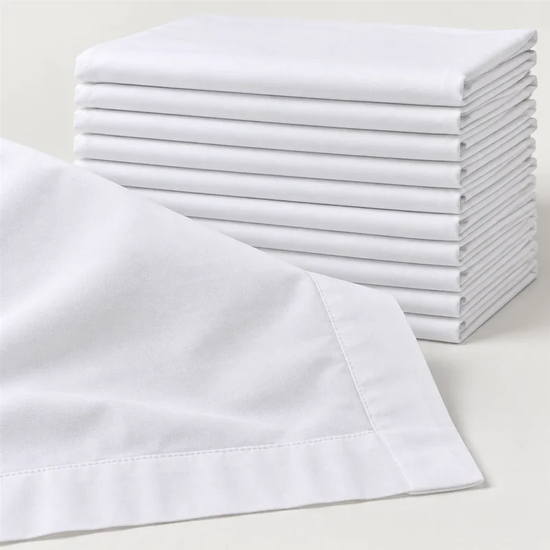 Lot de 12 taies d’oreiller avec volant 180 TC - Gamme Essentiel